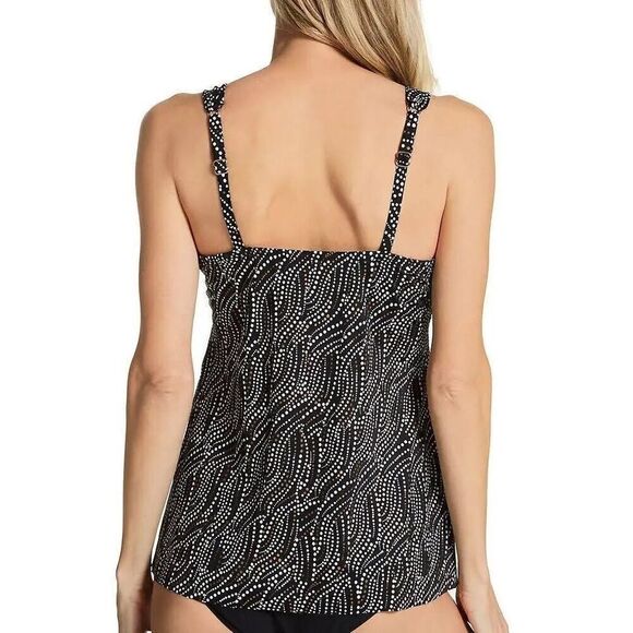 NWT Miraclesuit Women's Swim Black Bronze Plunge Underwired Tankini Top Size 38D - Picture 4 of 12